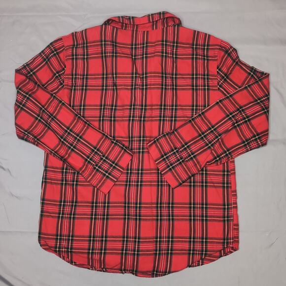 Victoria's Secret Red Plaid Pajama Sleep Button Up Shirt Size Medium - Picture 4 of 4